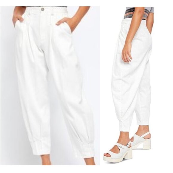 Free People Pants - Free People White Barcelona Balloon Pleated Pants 12